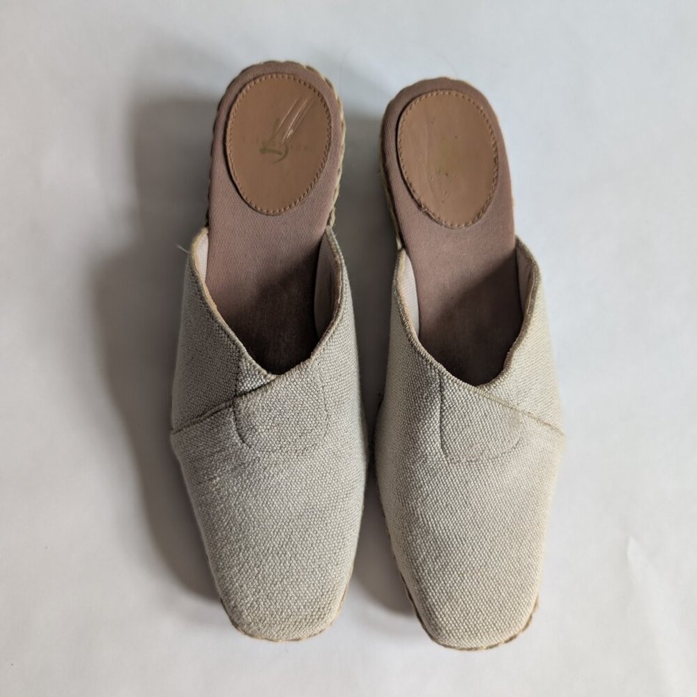 Neutral Canvas Espadrille Wedge Mules • Natural Beige Slip-On Platform Sandals
